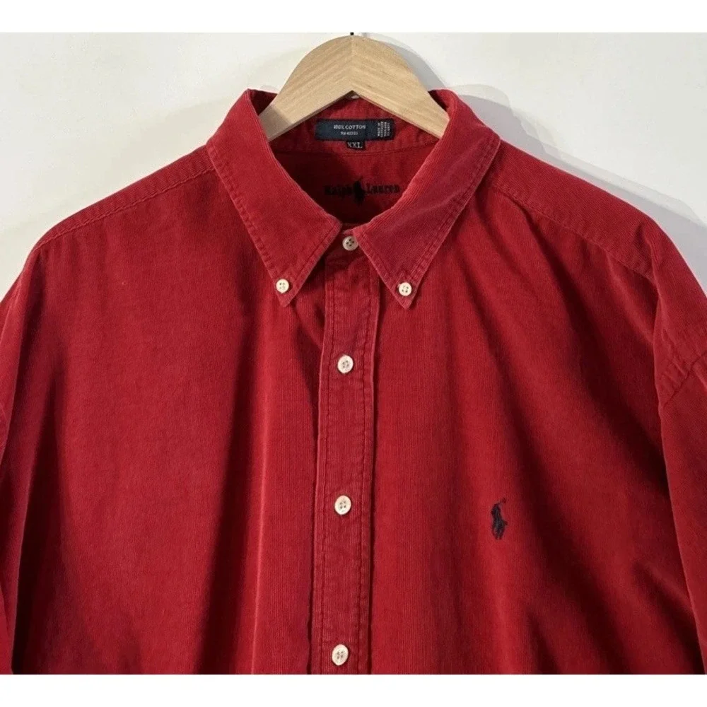 Mens Vintage RALPH LAUREN Corduroy Long Sleeve Button Up Shirt Sz XXL